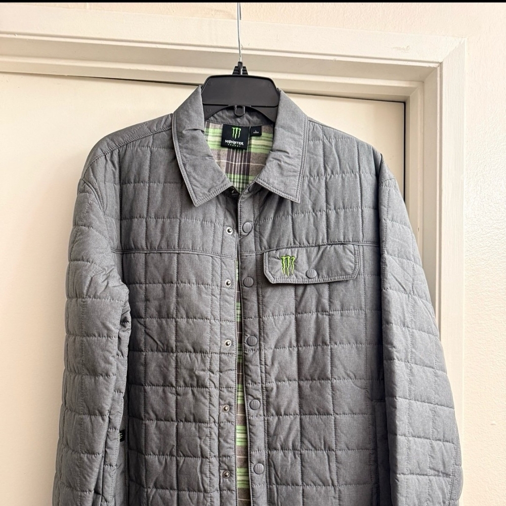 Monster Energy Men's Gray Quilted Lightweight Jacket